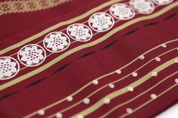 博多 半巾小袋帯/臙脂色(えんじいろ)