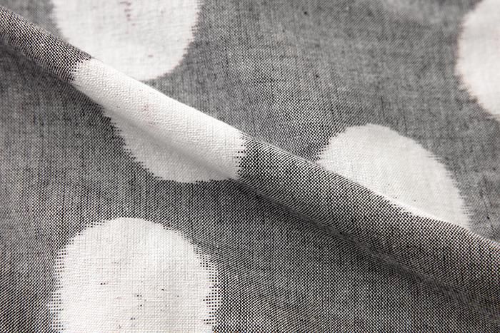 【※Custom Sewing Price Excluded】Kurume Kasuri Fabric / Polka Dots Light Grey × White