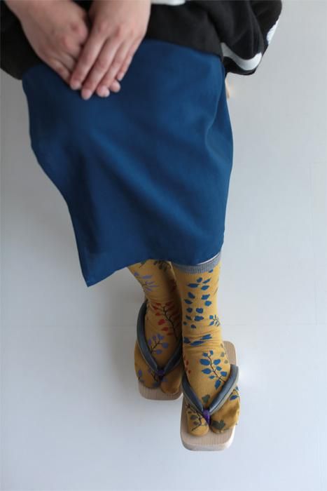 Tabi Socks (Mid-calf)/Shadow of Leaves Mustard【Men・Women】