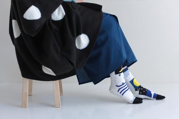 타비양말(정상 길이)/달과 별 네이비 블루 【남・여성용】