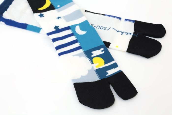타비양말(정상 길이)/달과 별 네이비 블루 【남・여성용】