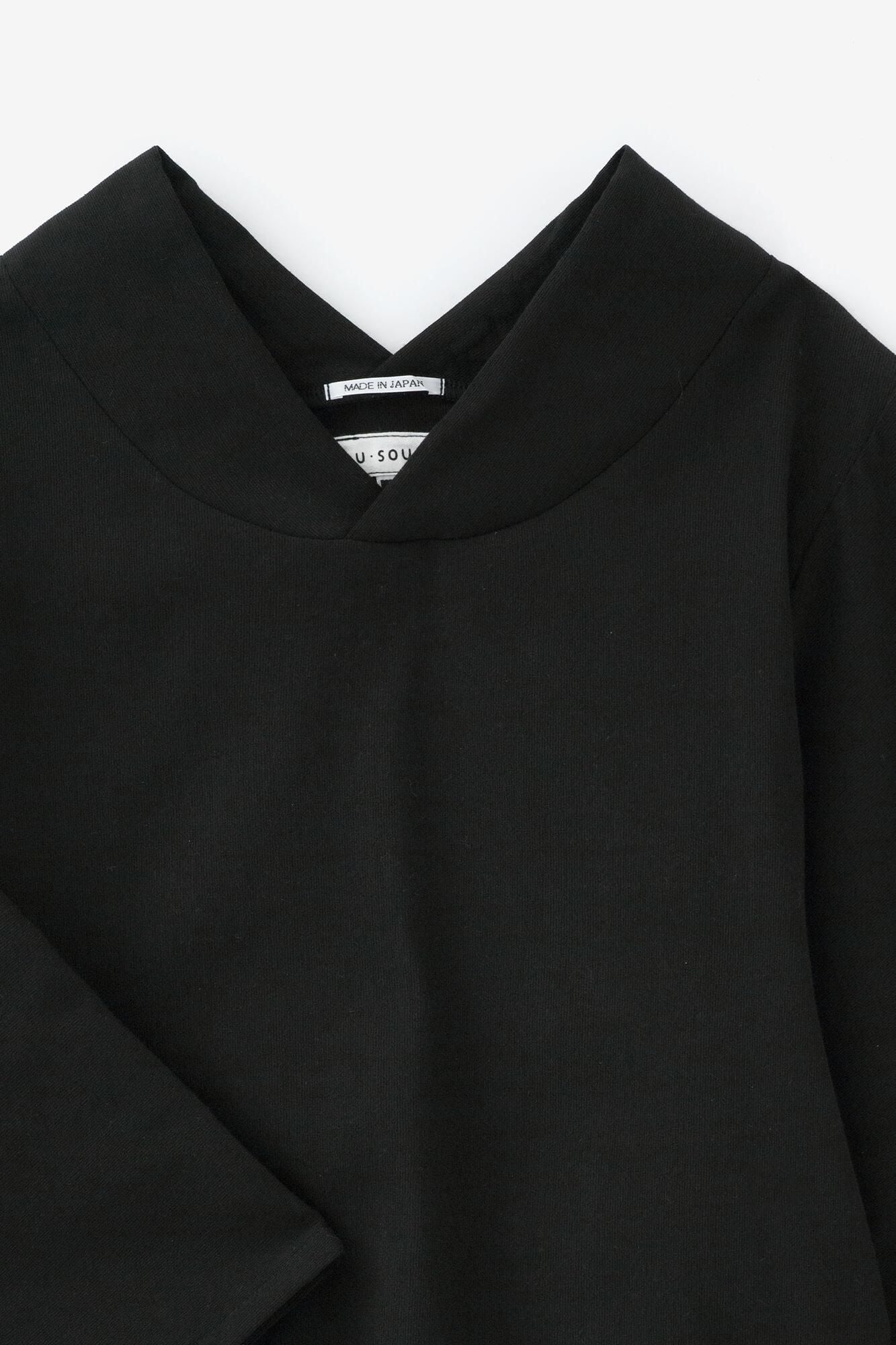 高島縮棉 40/40 和服袖上衣/黑色