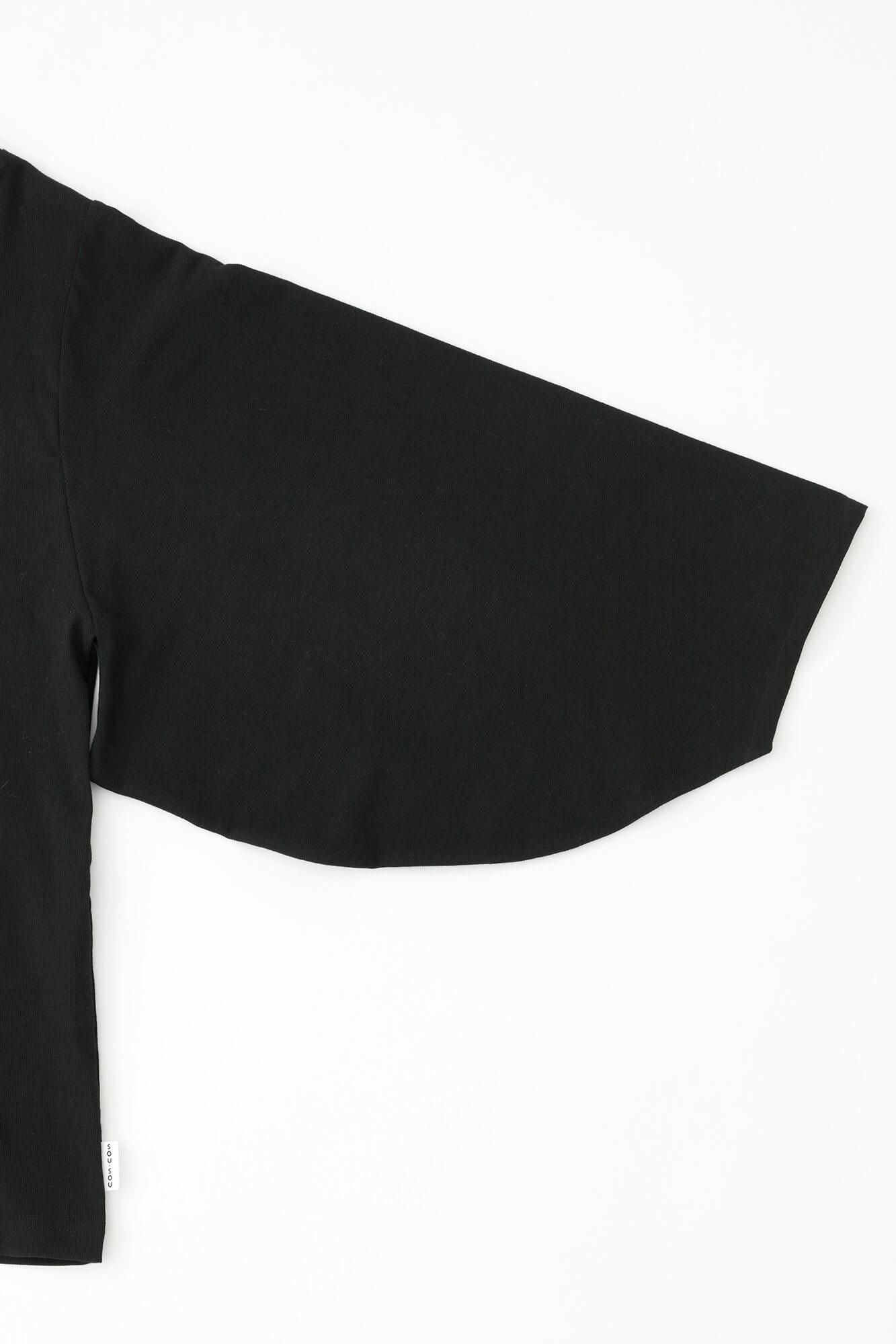 高島縮棉 40/40 和服袖上衣/黑色