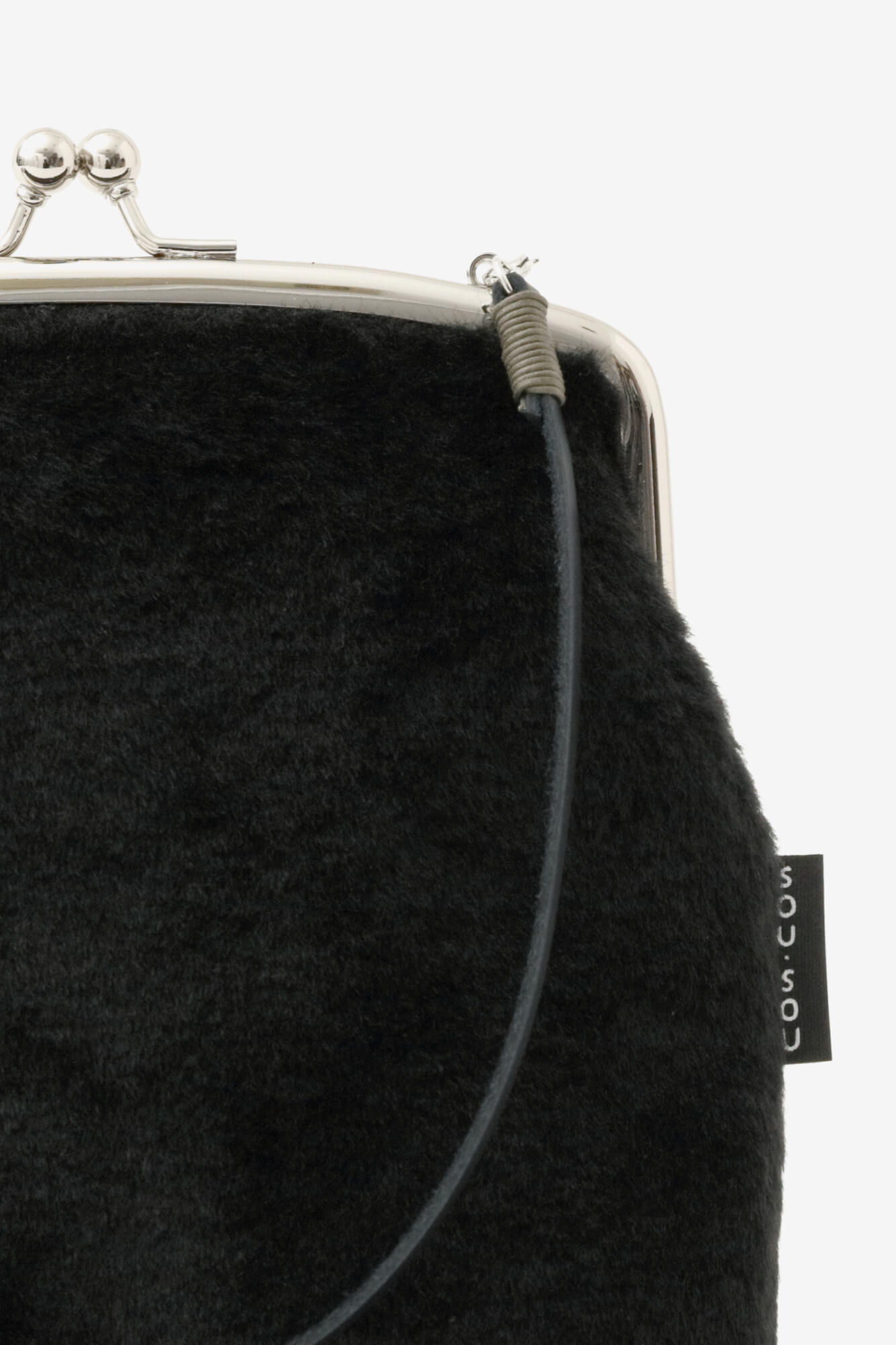 フェイクファー がま口 大/濡羽色(ぬればいろ)