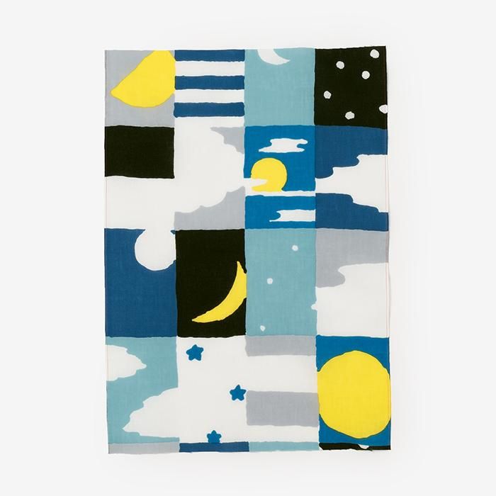 伊勢木棉圖案紋樣手巾(短版)/月與星