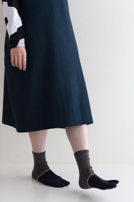 Wool Tabi Socks (Mid-calf) Bi-color/Dark Grey【Men・Women】