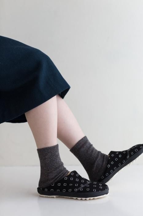 Wool Tabi Socks (Mid-calf) Bi-color/Dark Grey【Men・Women】