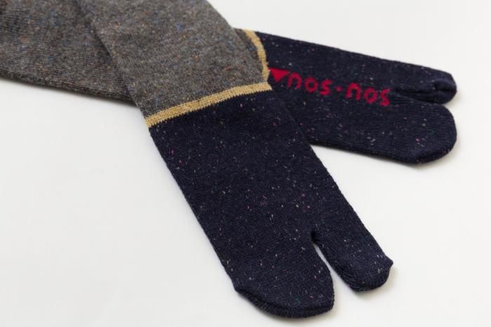Wool Tabi Socks (Mid-calf) Bi-color/Dark Grey【Men・Women】