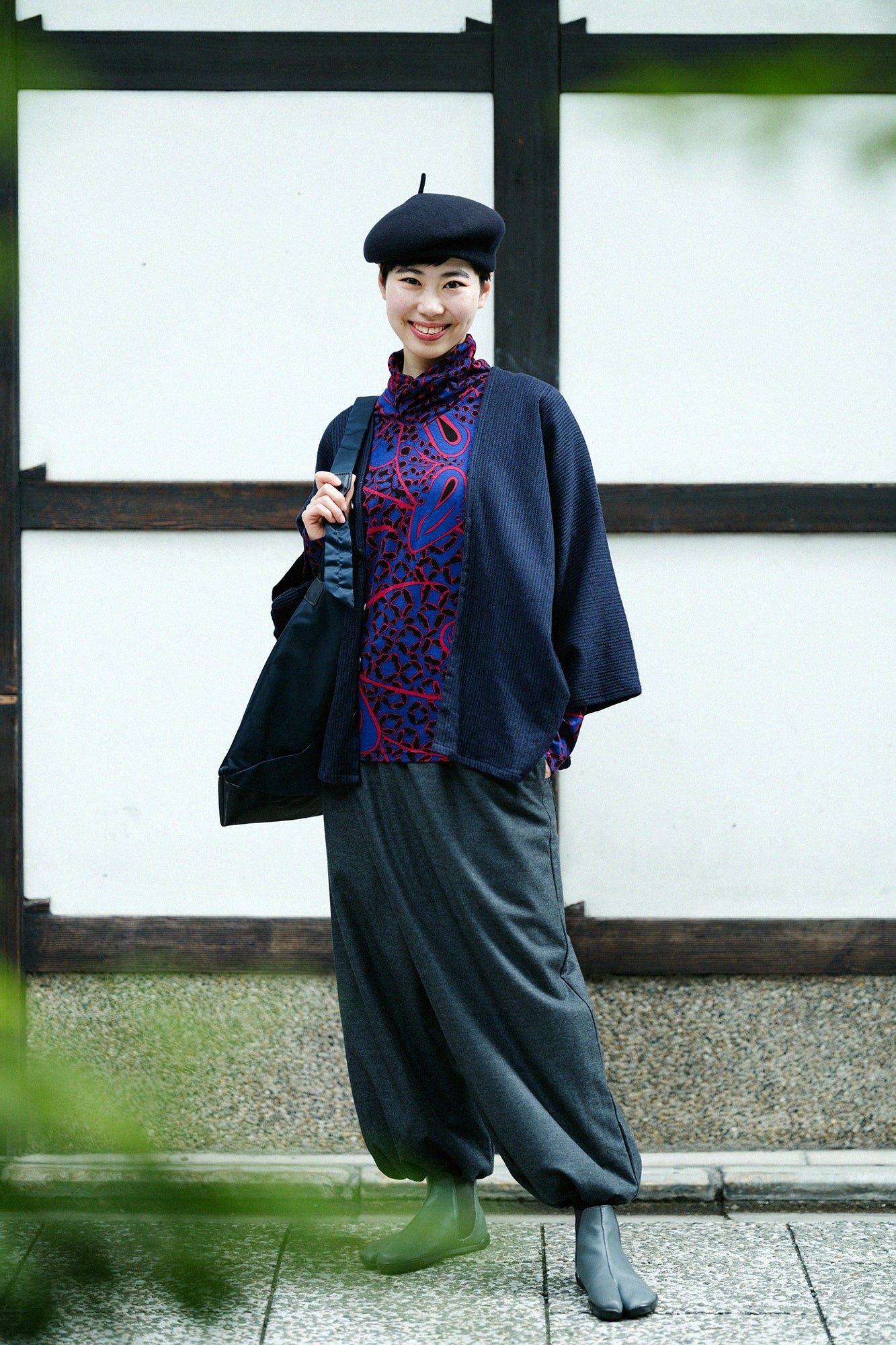 SOU・SOU×Y’SACCS肩背包 穩 長/深藍色×全菊2