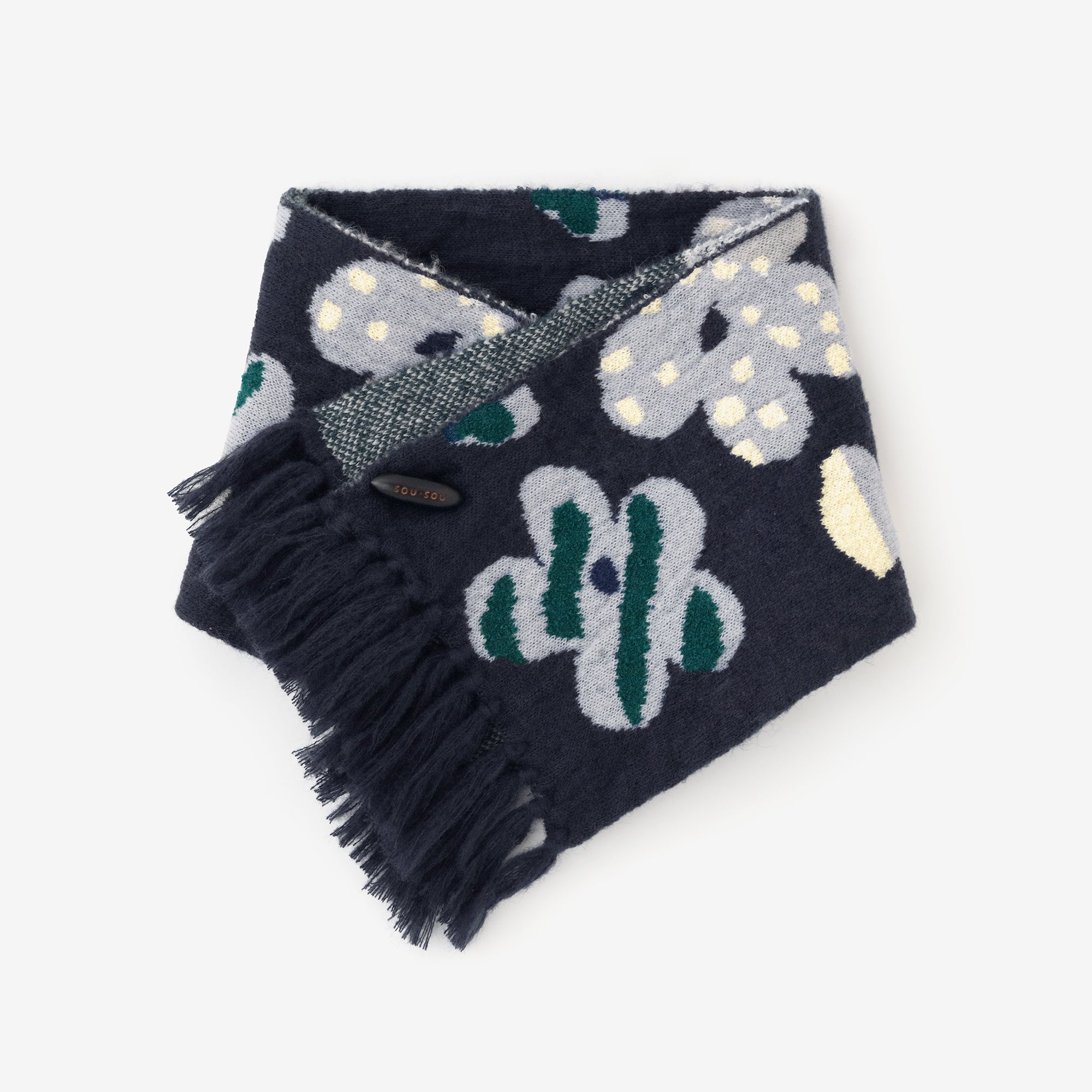 SOU・SOU×MOONBAT 草編領巾/綻放 寶藍色