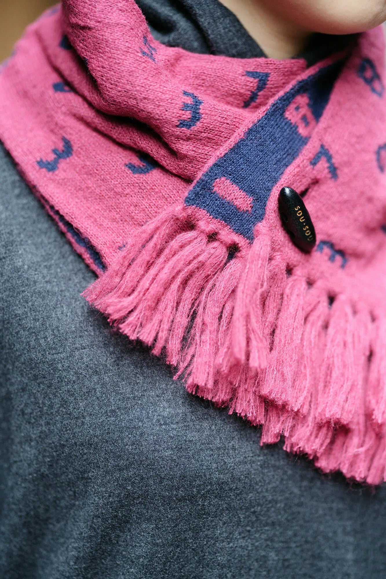 SOU・SOU×MOONBAT 草編領巾/SO-SU-U十數 深粉紅