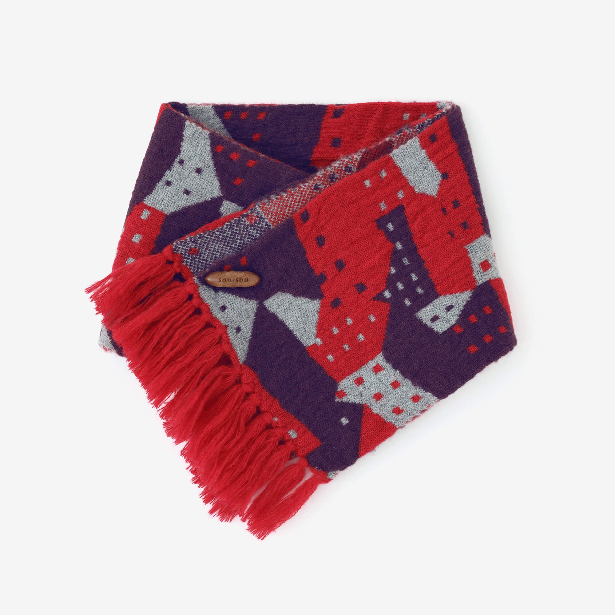 SOU・SOU×MOONBAT 草編領巾/北之國 紅色