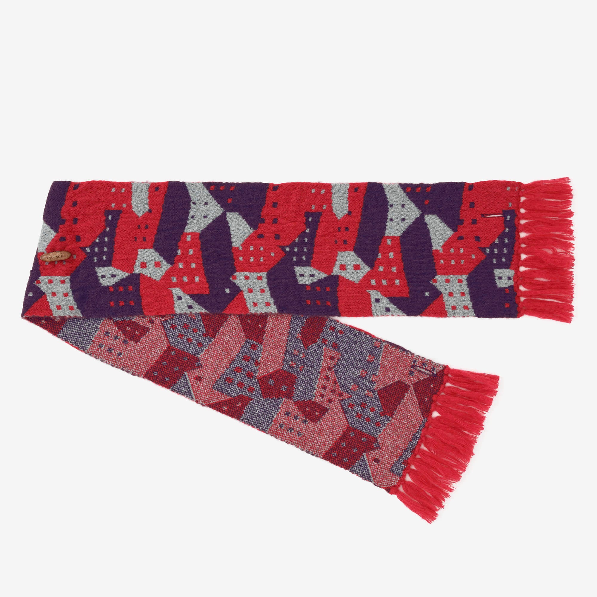 SOU・SOU×MOONBAT 草編領巾/北之國 紅色