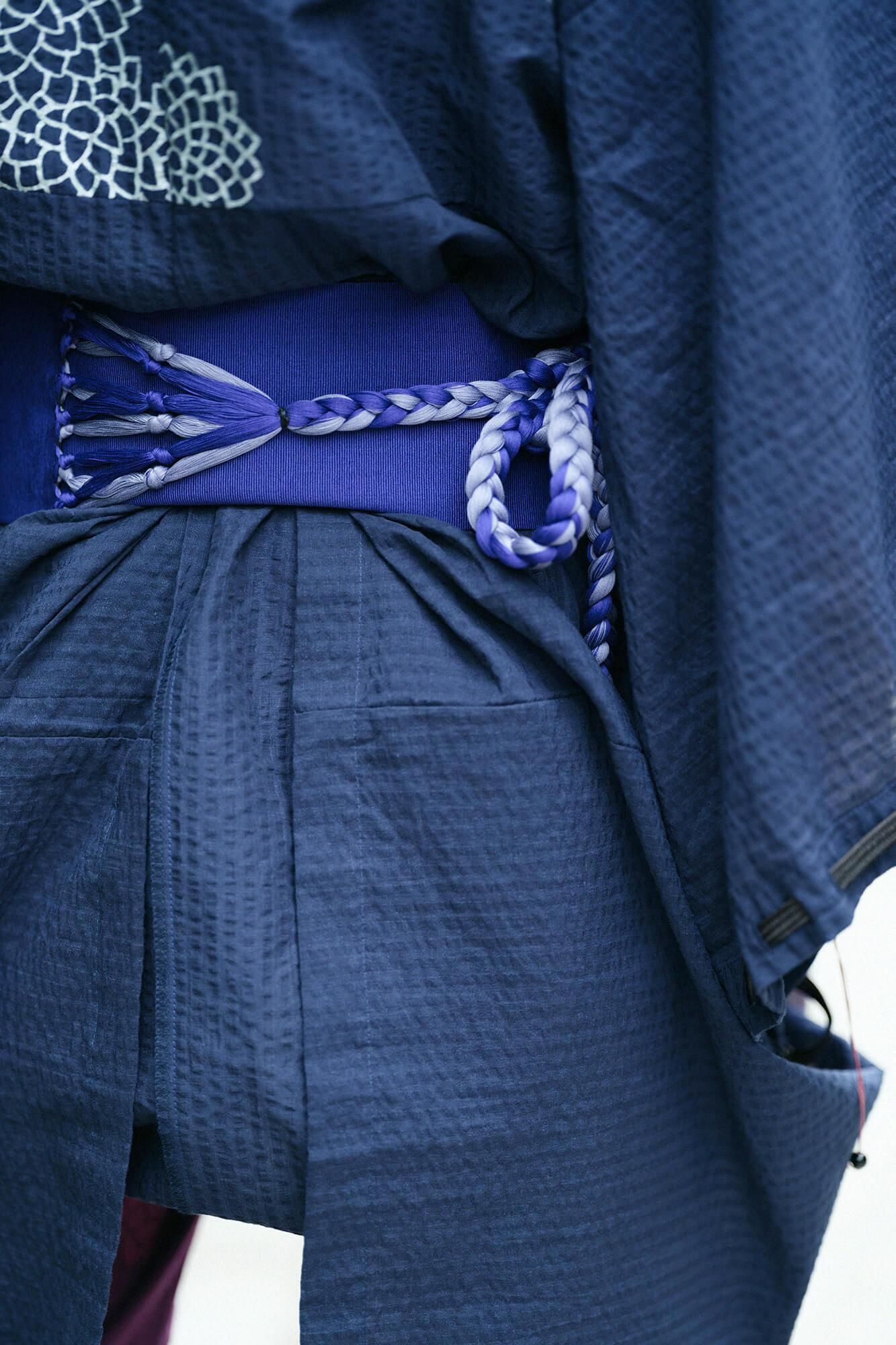 Braid Obi Belt / Bellflower Blue × Pastel Purple
