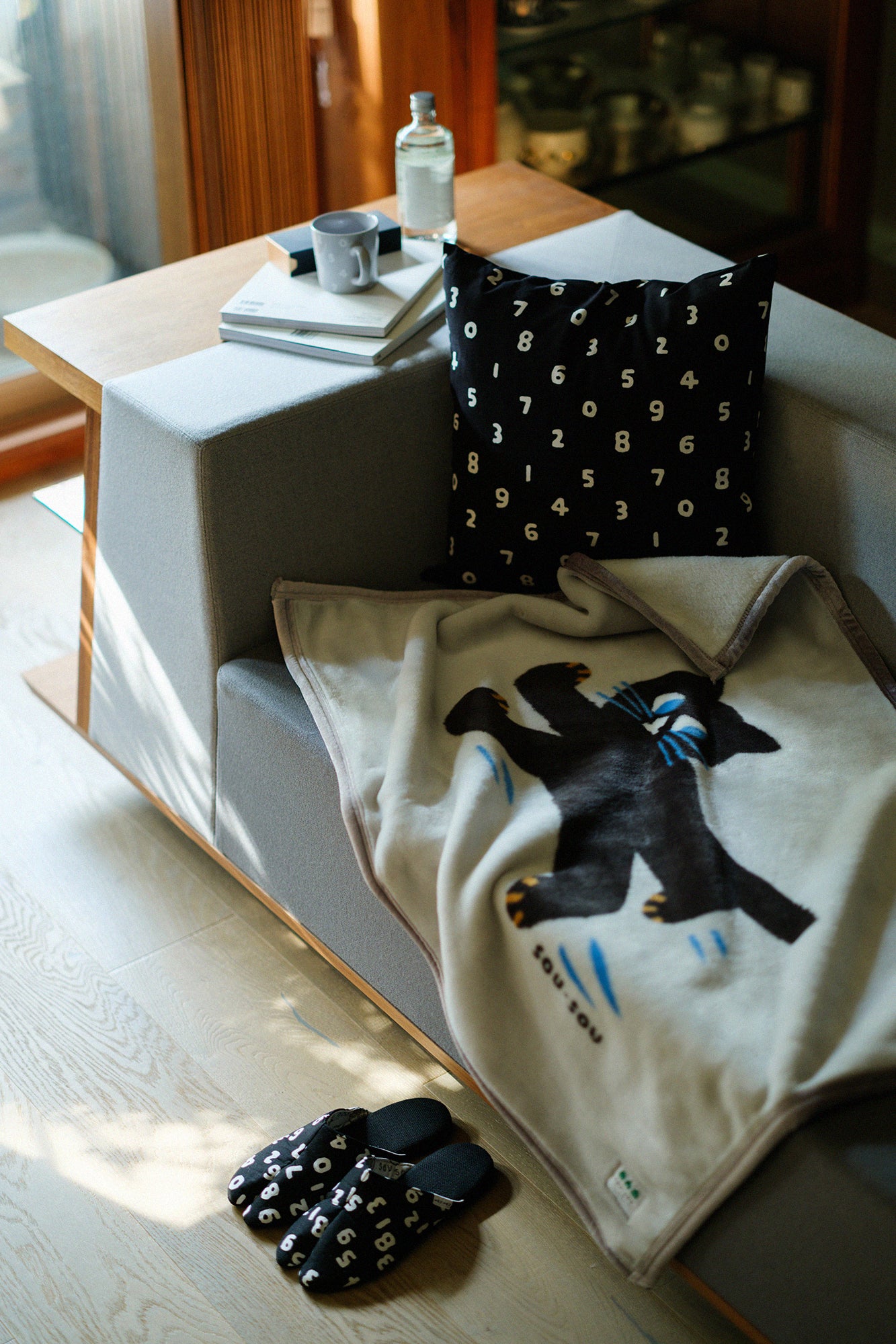 SOU・SOU×森彌毛織 丙烯酸纖維 小蓋毯/貓