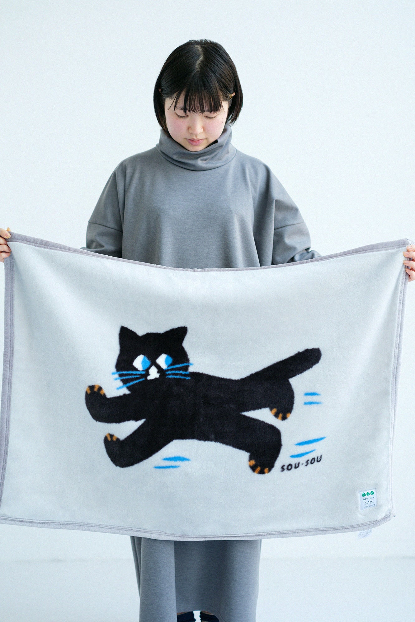 SOU・SOU×森彌毛織 丙烯酸纖維 小蓋毯/貓