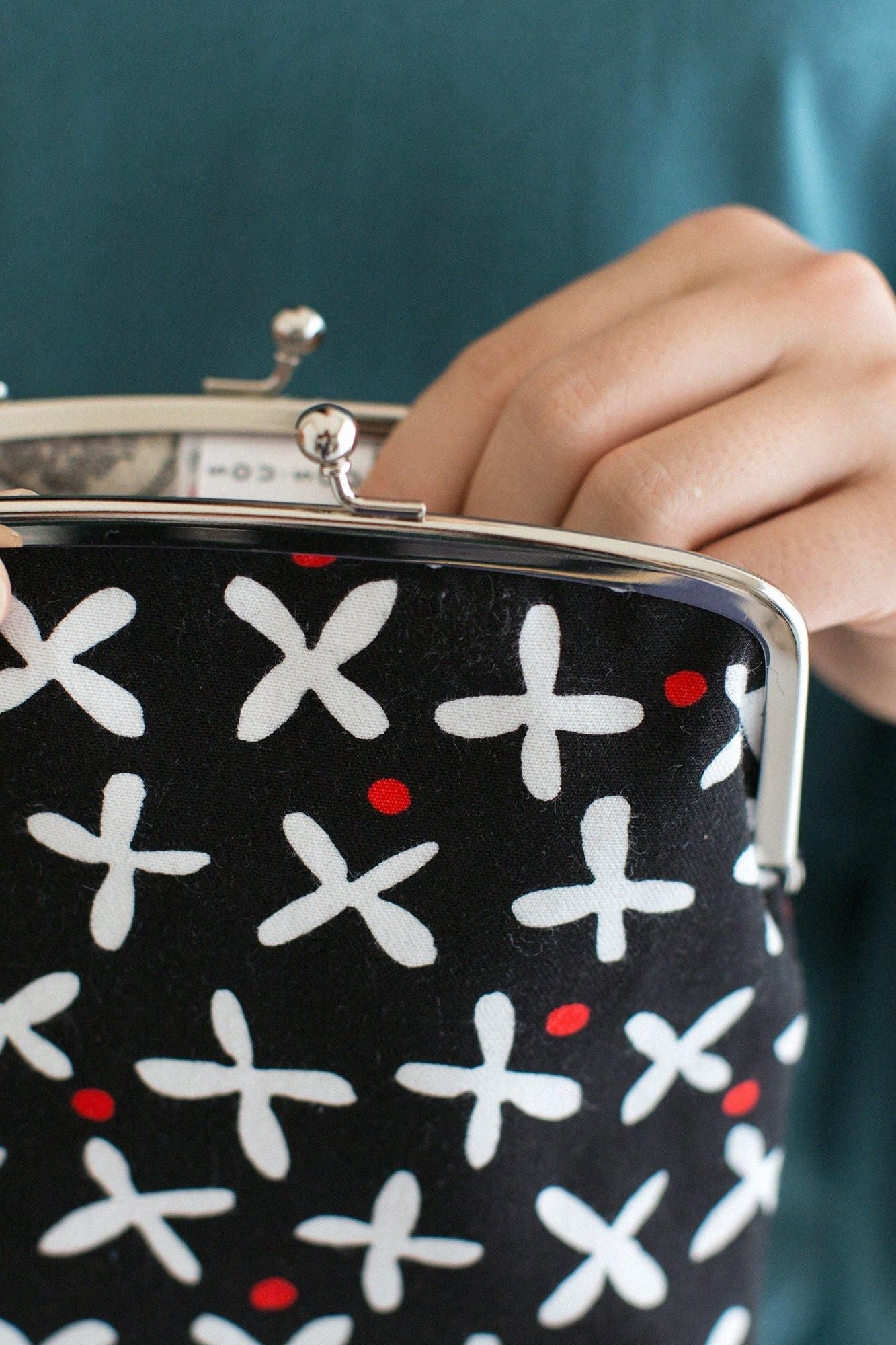 No.12 Soft Canvas Gamaguchi Clasp Purse (L) / Suzushiroso Small Black