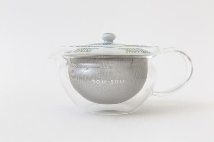 耐熱ガラス急須&茶缶セット/菊づくし