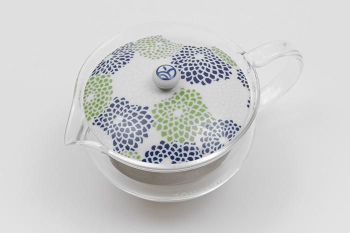 耐熱ガラス急須&茶缶セット/菊づくし