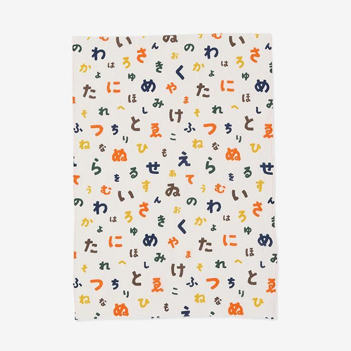 Isemomen Cotton Textile Handkerchief(Short)/ Multicolored Japanese Alphabet Song