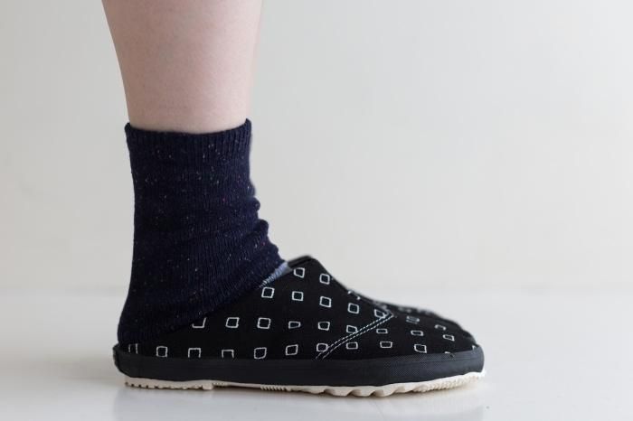 羊毛雙色分趾襪(普通長度)/深藍色 【男・女性用】