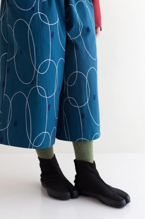 羊毛雙色分趾襪(膝下長度)/橄欖綠 【女性用】