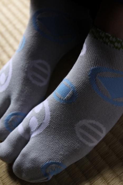 分趾襪(腳踝長度)/家紋與市松 銀色2 【男・女性用】