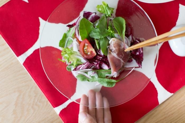 餐墊/彈珠 大 乳白色×深紅色