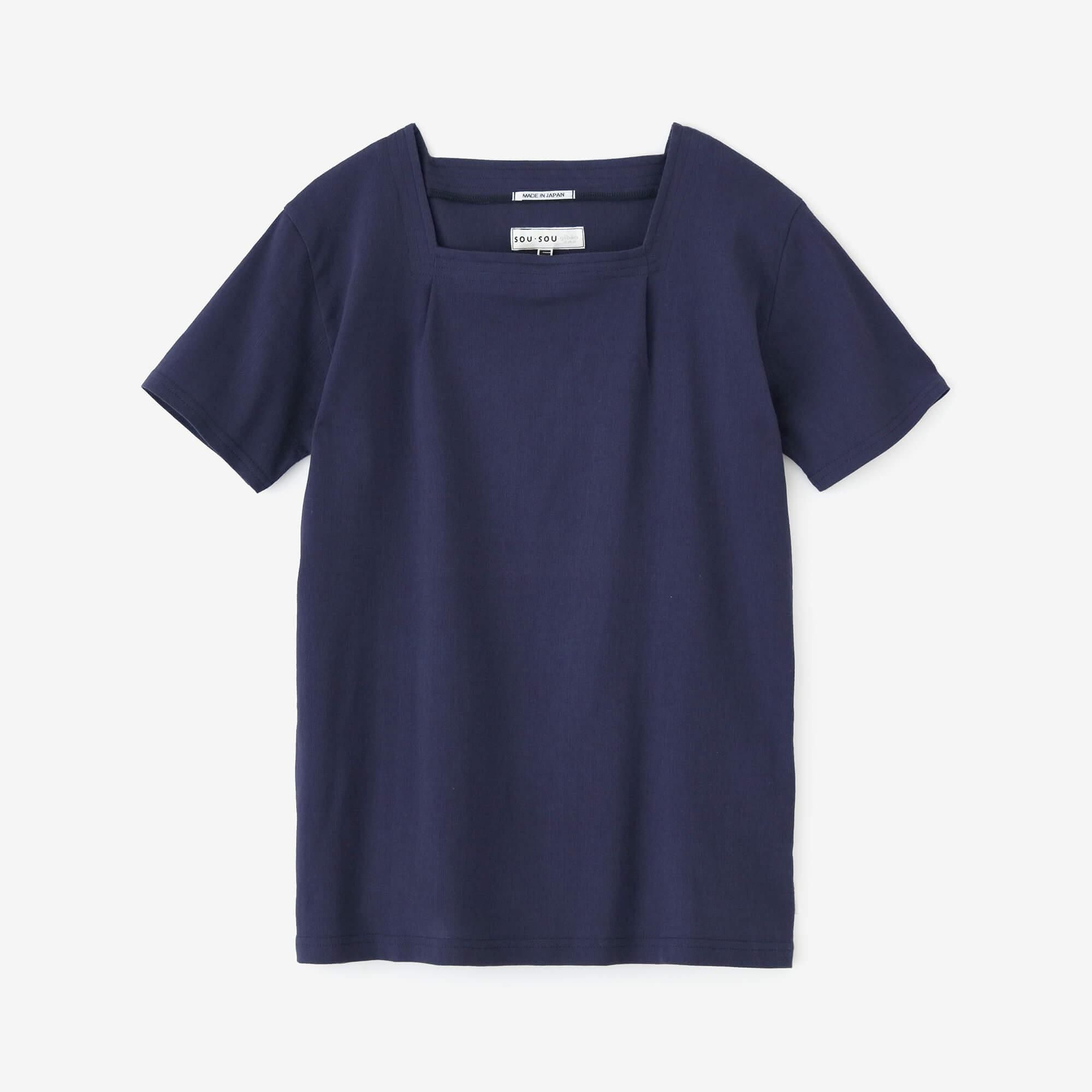 高島縮棉 40/40 方領上衣 短袖/藏藍色