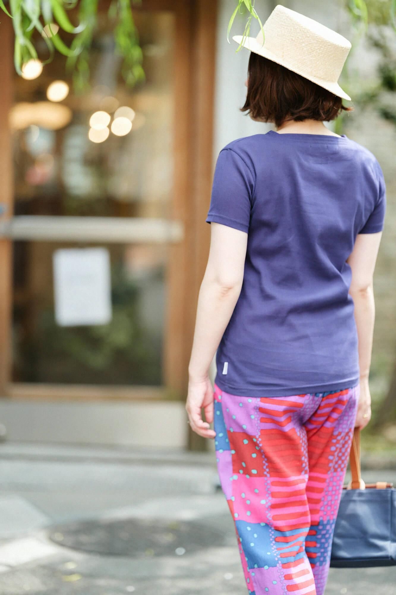 高島縮棉 40/40 方領上衣 短袖/藏藍色