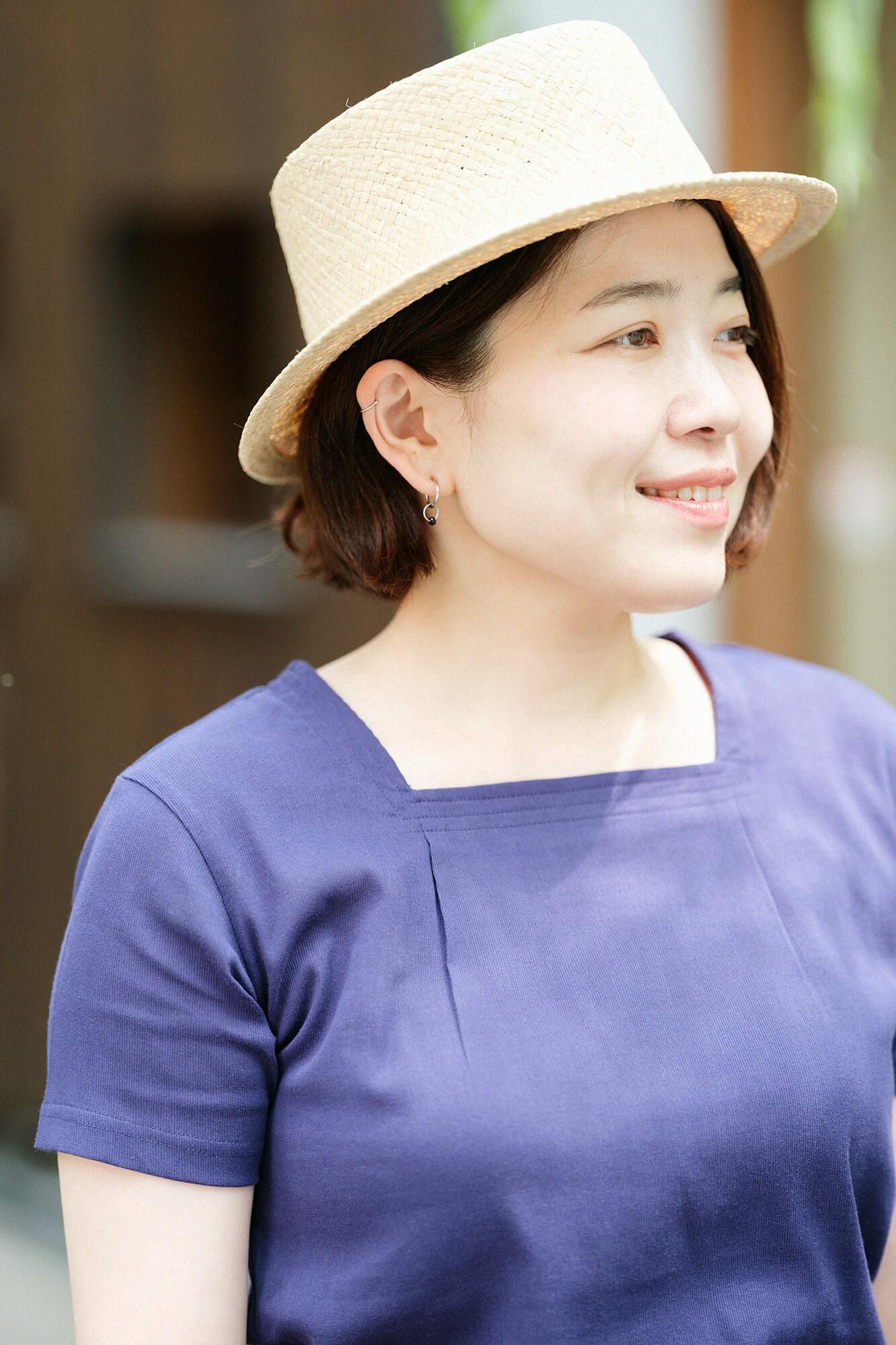 高島縮棉 40/40 方領上衣 短袖/藏藍色