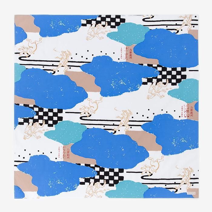 Furoshiki imprimé à la main (grand) / en forme de nuage et oiseau et giga