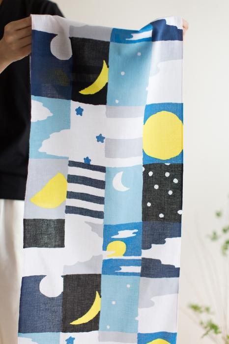按重量出售的纺织品 (Ise Momen Tenugui)/月亮和星星 <50cm>
