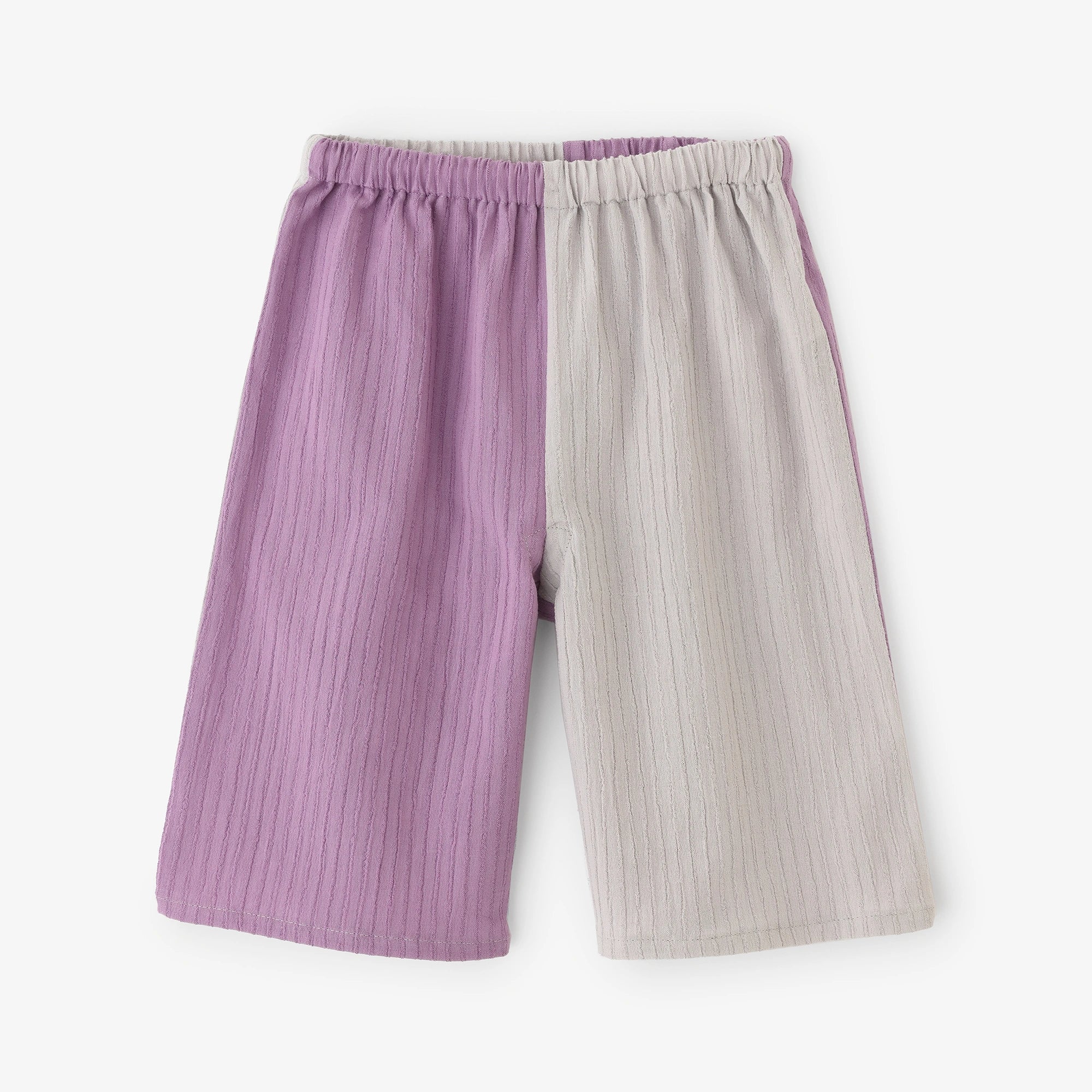 ●Chizimi Cotton 40/20 Akiha Knee Length Monpe Pants Bi-color/Light Grey×Light Purple