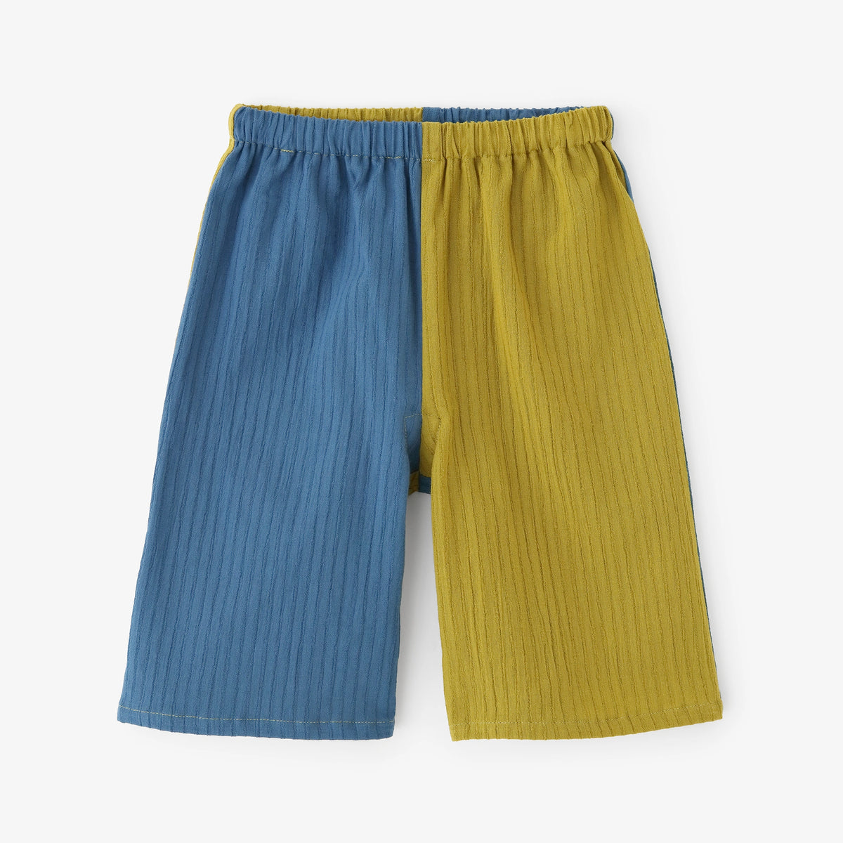 ●Chizimi Cotton 40/20 Akiha Knee Length Monpe Pants Bi-color/Yellowish Green×Bluish Green