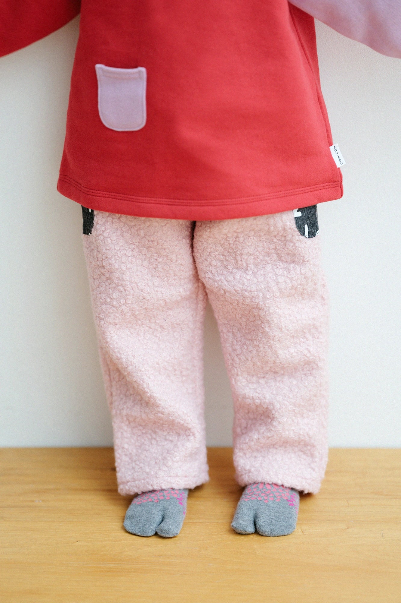 ●仿毛童裝長褲/桃色