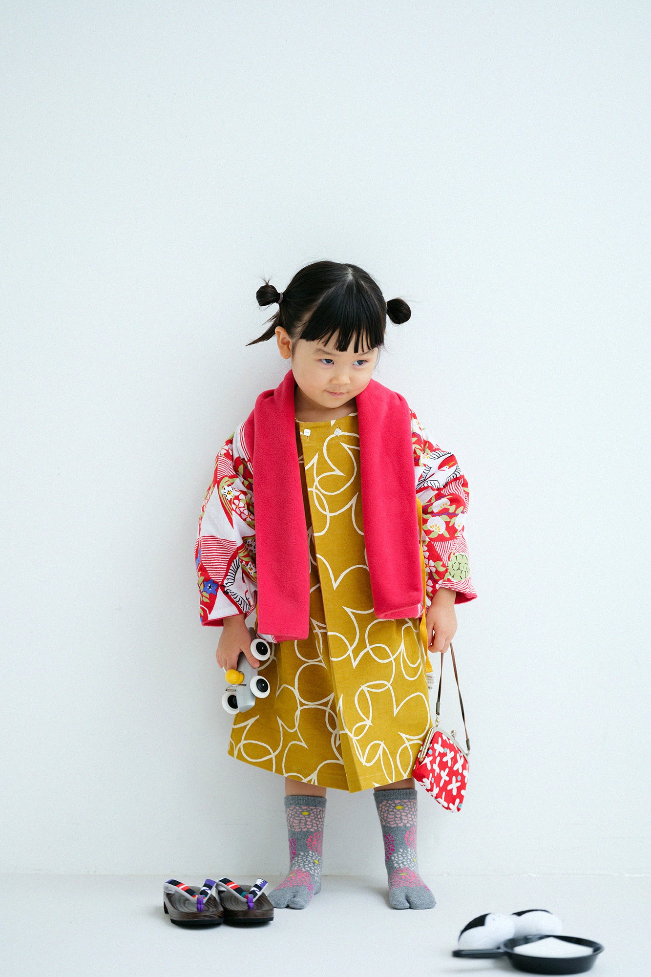 ●燈芯絨圓弧袖貫頭衣/四葉草 黃色