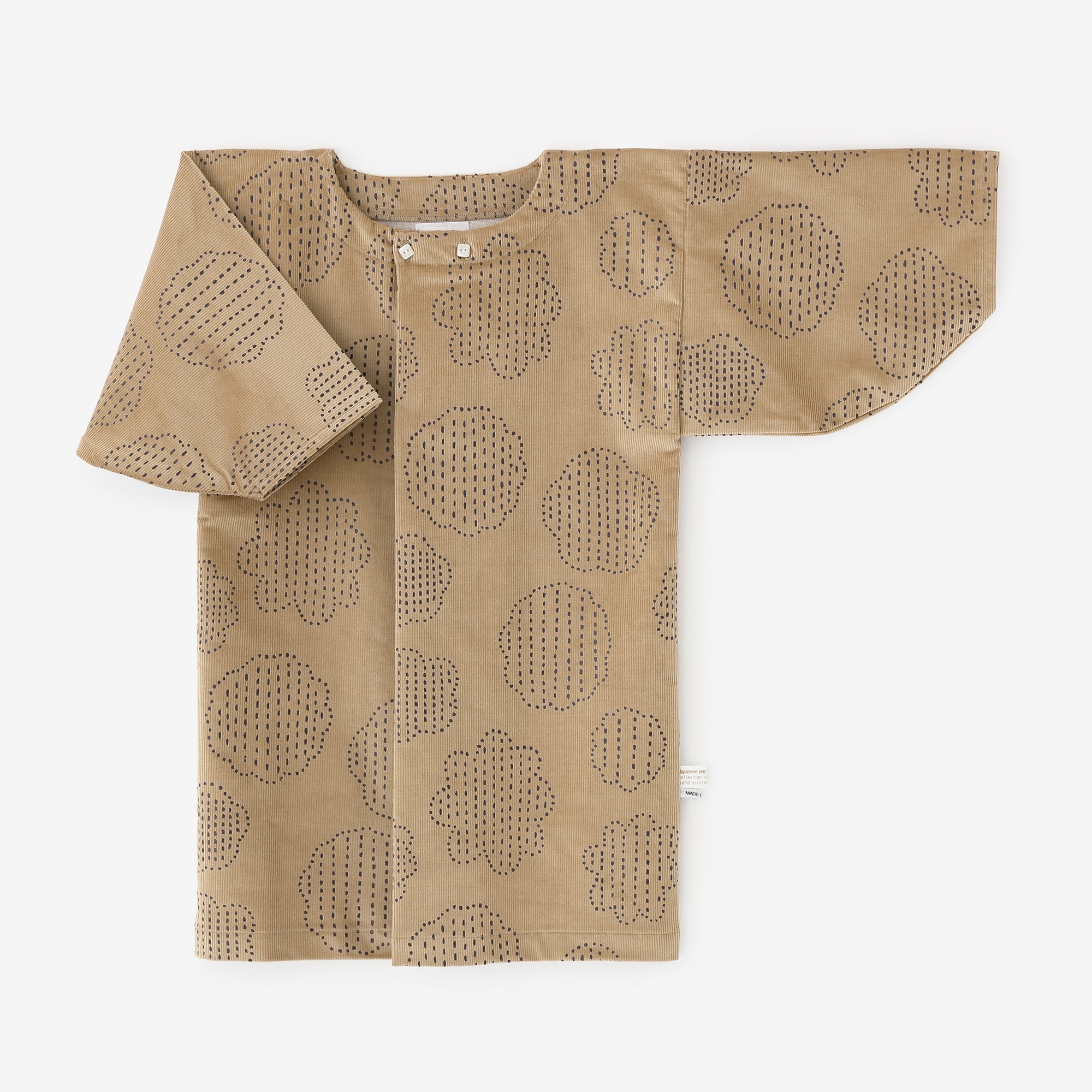 ●燈芯絨 圓弧袖貫頭衣/青花 薄茶色