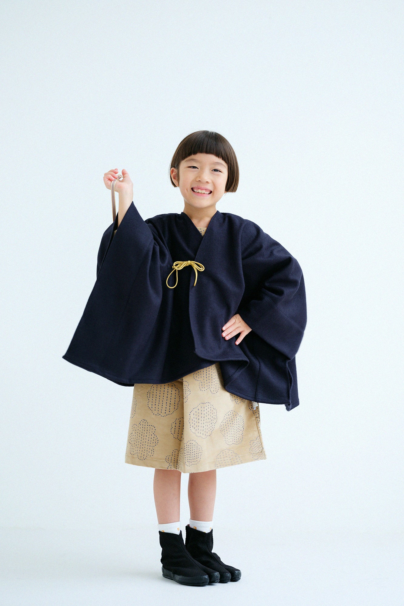 ●燈芯絨 圓弧袖貫頭衣/青花 薄茶色