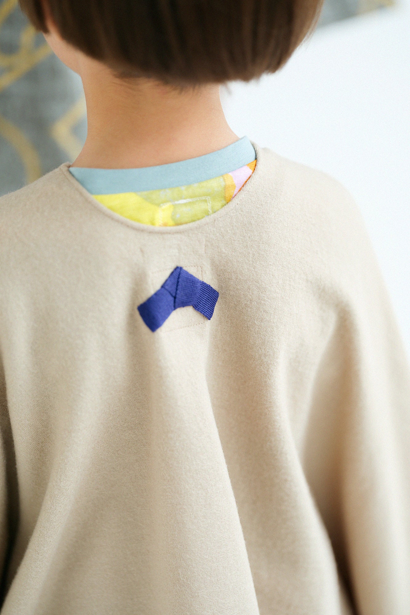 ●Combed Yarn Kisaragi Poncho with Lucky Charm/ Light color