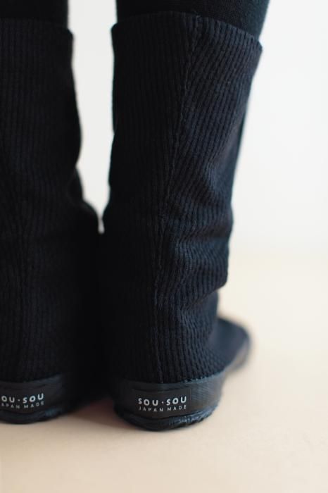 Velcro Tabi Boots / Sashiko Black Nantenchiku