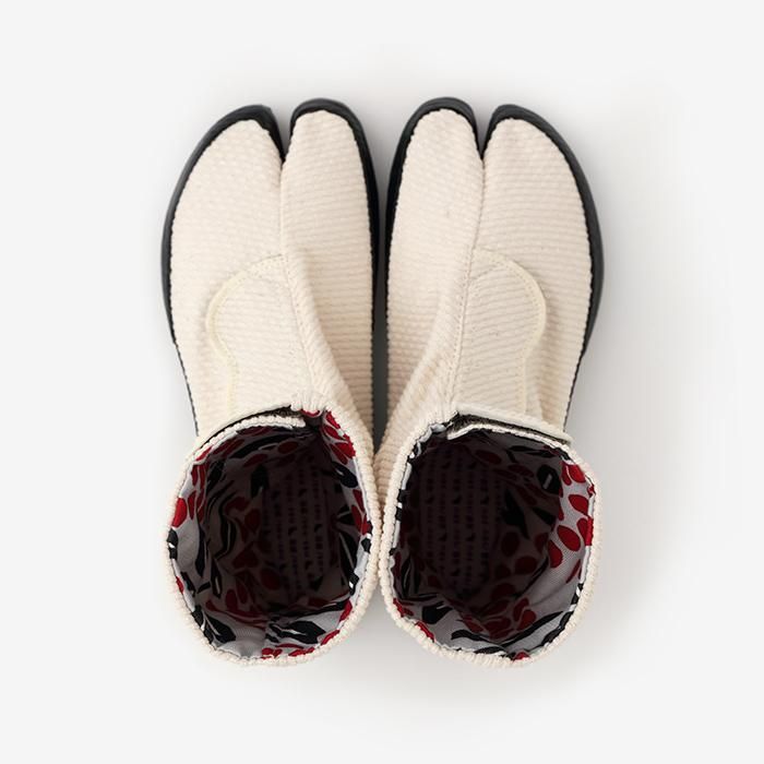 Velcro Tabi Boots / Sashiko White Nantenchiku