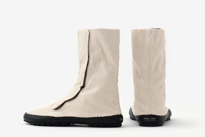 Velcro Tabi Boots / Sashiko White Nantenchiku