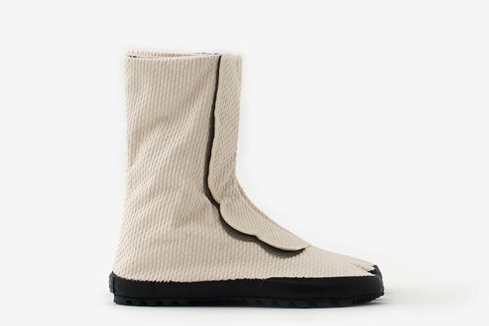 Velcro Tabi Boots / Sashiko White Nantenchiku