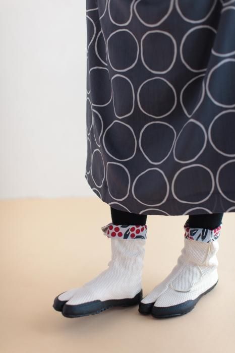 Velcro Tabi Boots / Sashiko White Nantenchiku