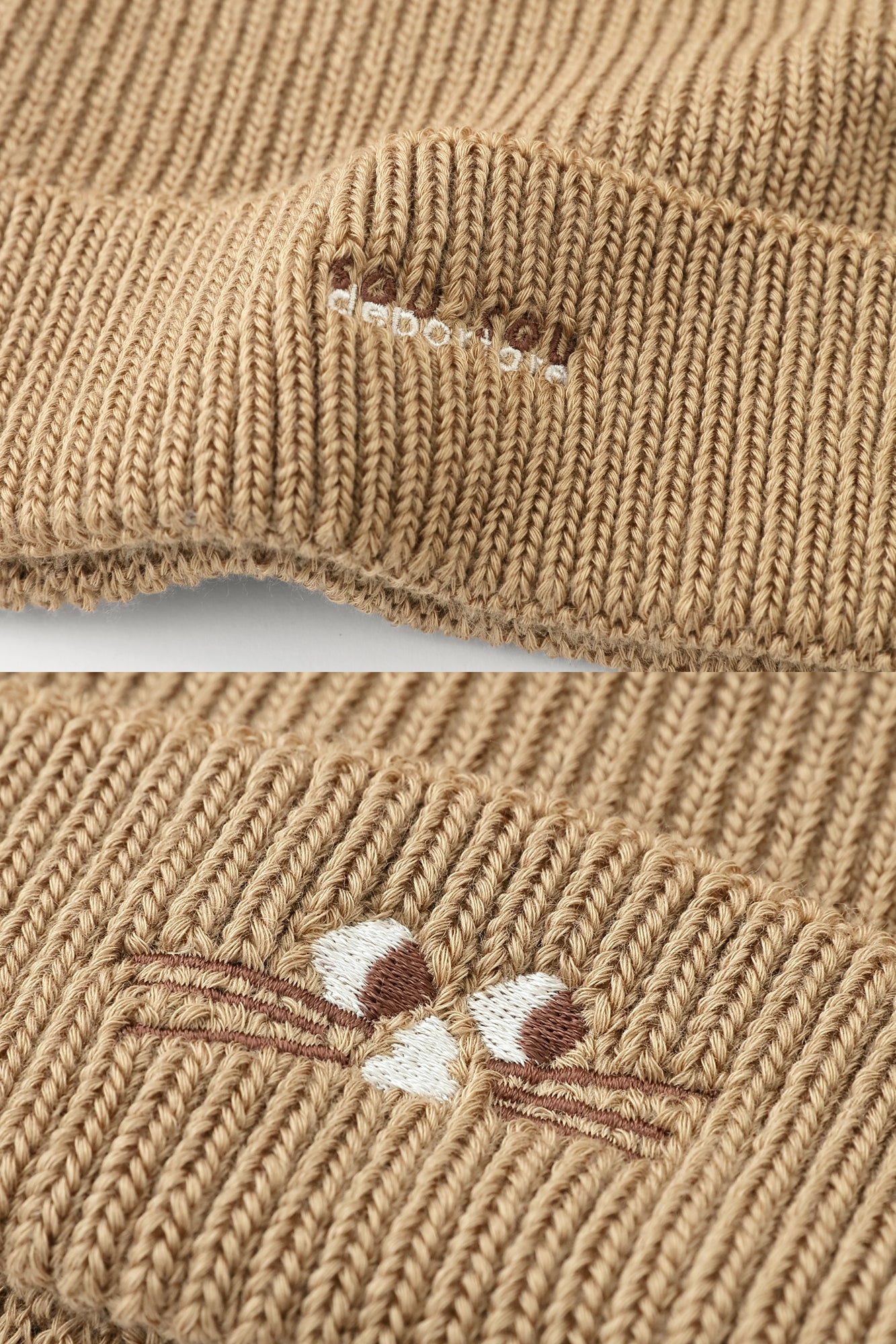 depoニャン リブ ニットキャップ/キャメル