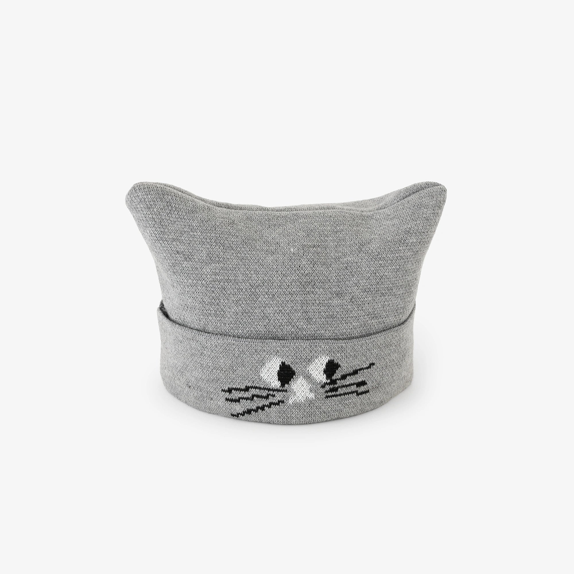 ●depoニャン ジャガード ニットキャップ/ライトグレー