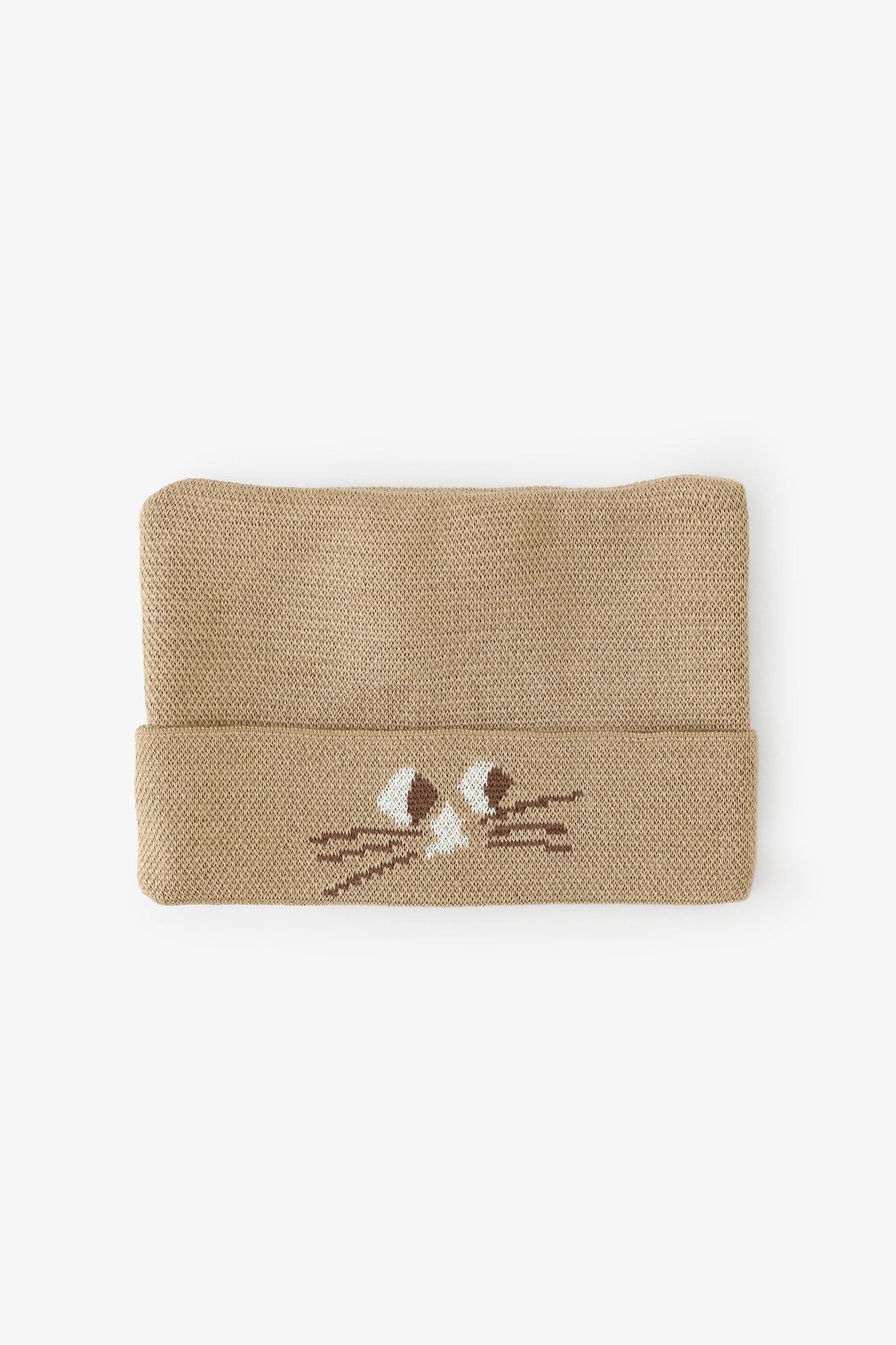 ●depoニャン ジャガード ニットキャップ/キャメル