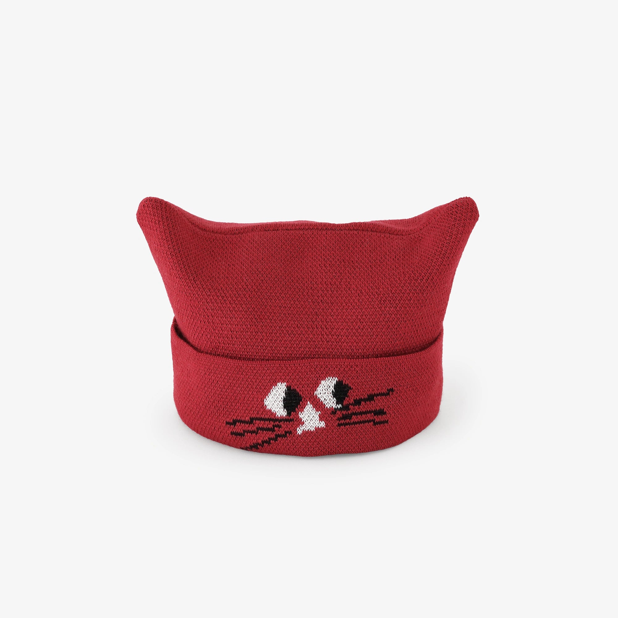 ●depoニャン ジャガード ニットキャップ/レッド