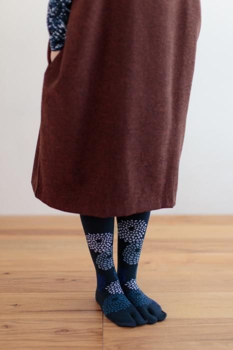 分趾襪(膝下長度)/全菊 藏藍色 【女性用】